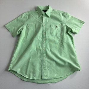 Polo Ralph Lauren Classic Fit Palm Tree Button‎ Down Shirt Men Size Large Green
